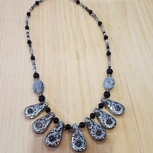 Multiple gemstone necklace with sliver accents